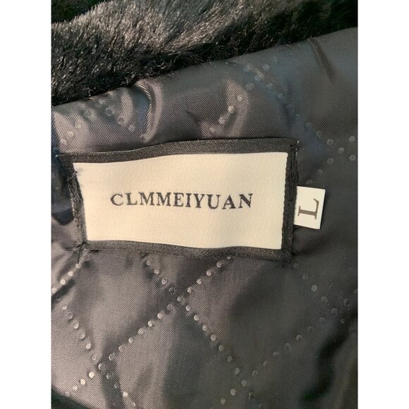 Clmmeiyuan Black Faux Fur Jacket Quilt Lining Ultra Soft Plush Size M/L RT10290 - Picture 10 of 10